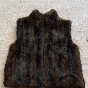 Brown mink, reversible Faux Fur Vest
